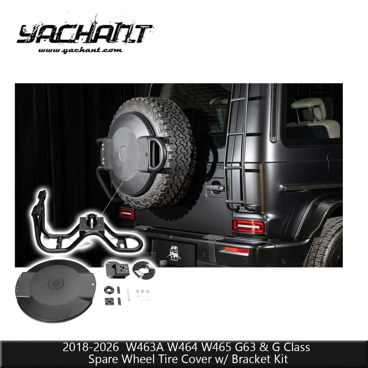 Dry Carbon Fiber Spare Wheel Tire Cover with Bracket Kit Fit For 2018-2026 G63 G Class W463A W464 W465 Rear Wheel Trim