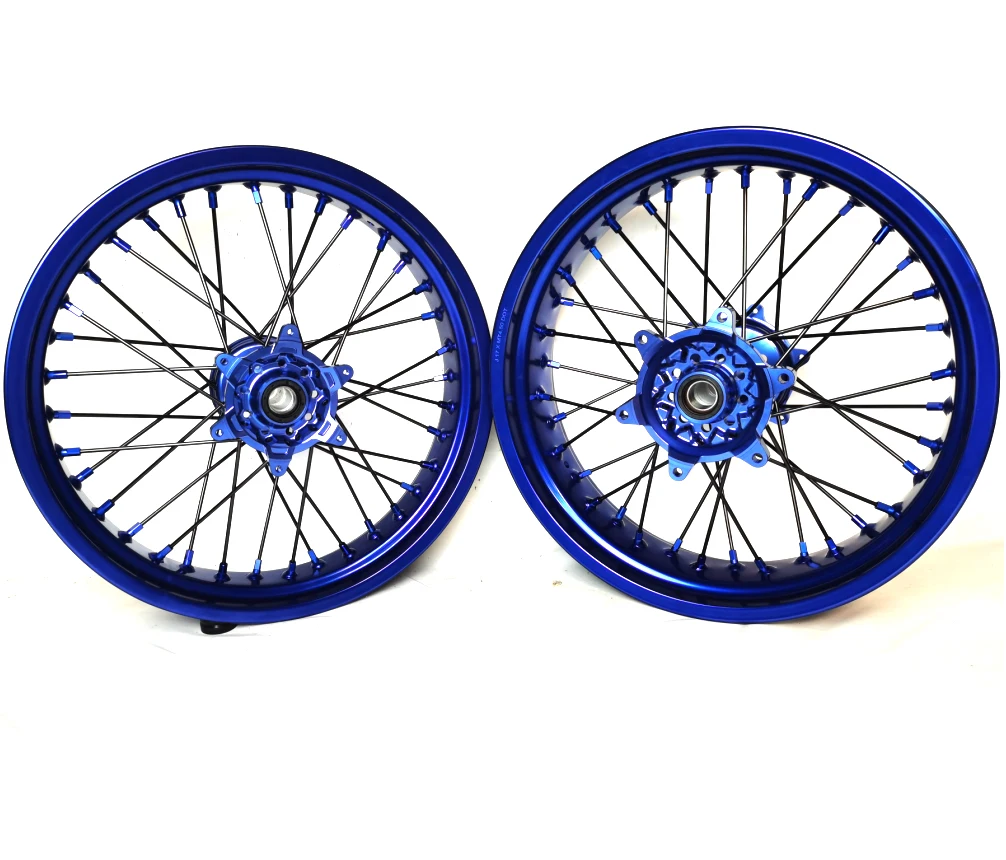 CNC 16/17 Inch Aluminum Alloy Supermoto Wheel Spokes Rims Motorcycle Super Motard Wheels for Yamaha YZ250 YZF450