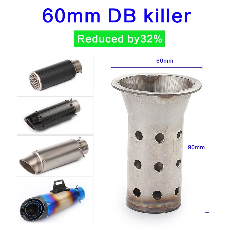 Db 킬러 오토바이 배기 머플러, 스테인레스 스틸, 조절 가능한 db 킬러 소음기, 51mm 60mm 슬립온 소음 제거기