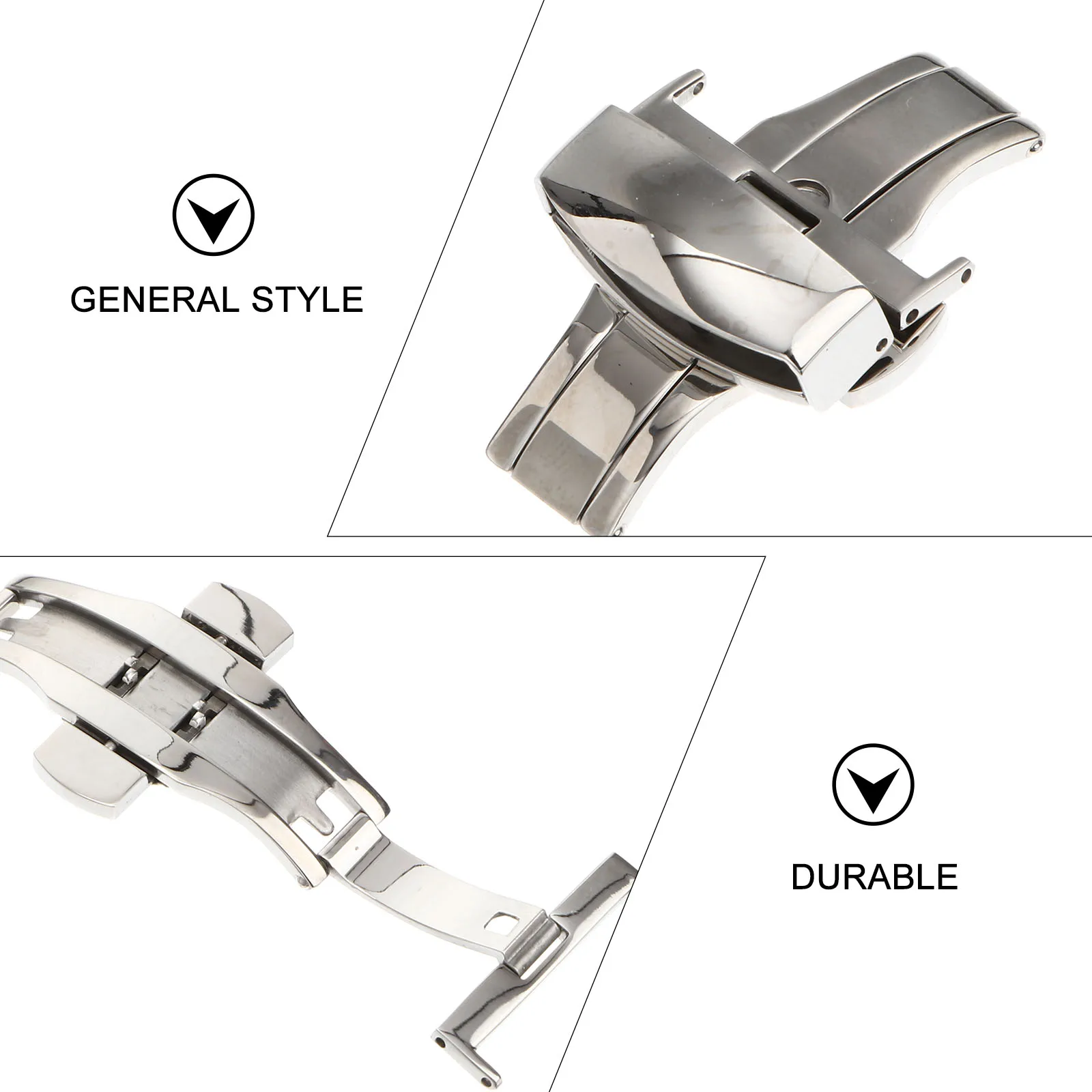 

Deployment Mens Butterfly Clasp Buckle Stainless Steel Watch Band Push Button For