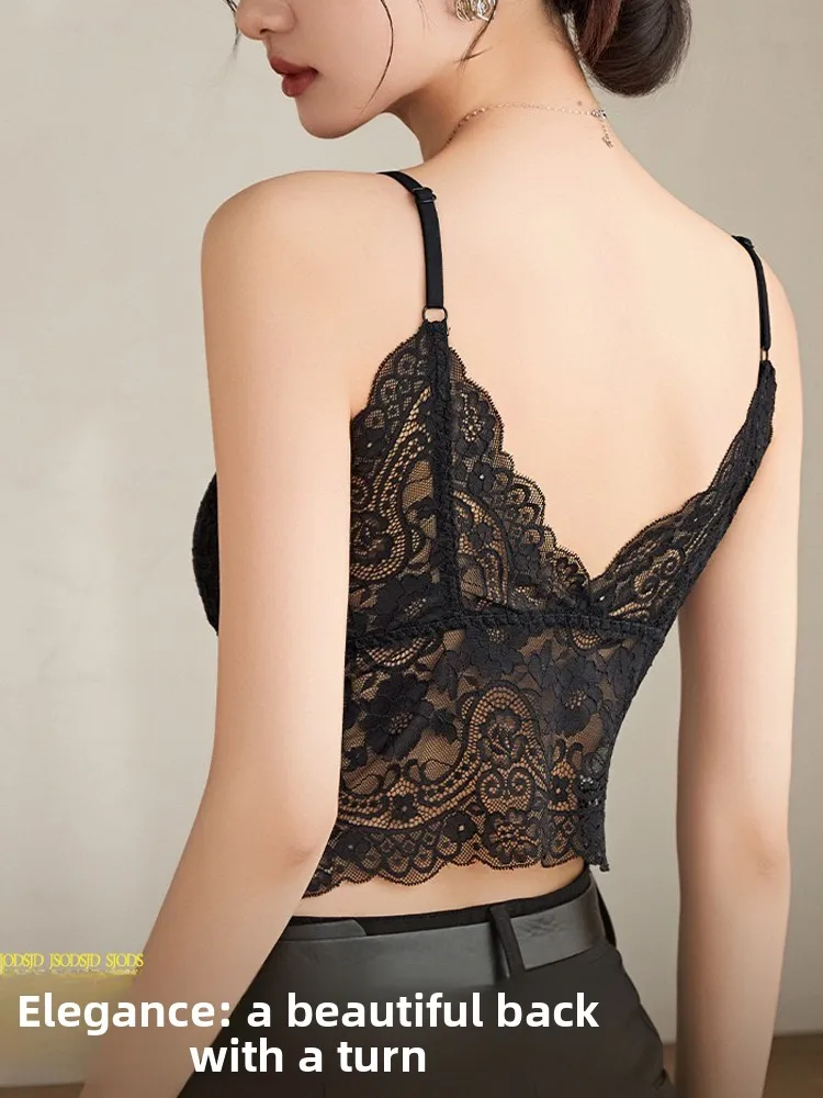 Haut d'été Sexy en dentelle Bal Brtte pour femmes, avec coussinet de poitrine, vêtements intérieurs, ort Sle, pour les déplacements, Faion, pièce unique, couleur