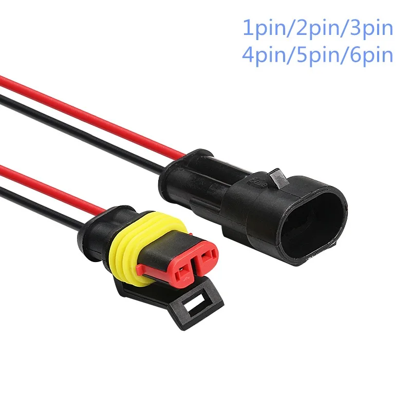 1 set Auto Electrical Wire Connector 1P 2P 3P 4P 5P 6P Connector Male Female Waterproof Connector Plug with Wire Cable Harness