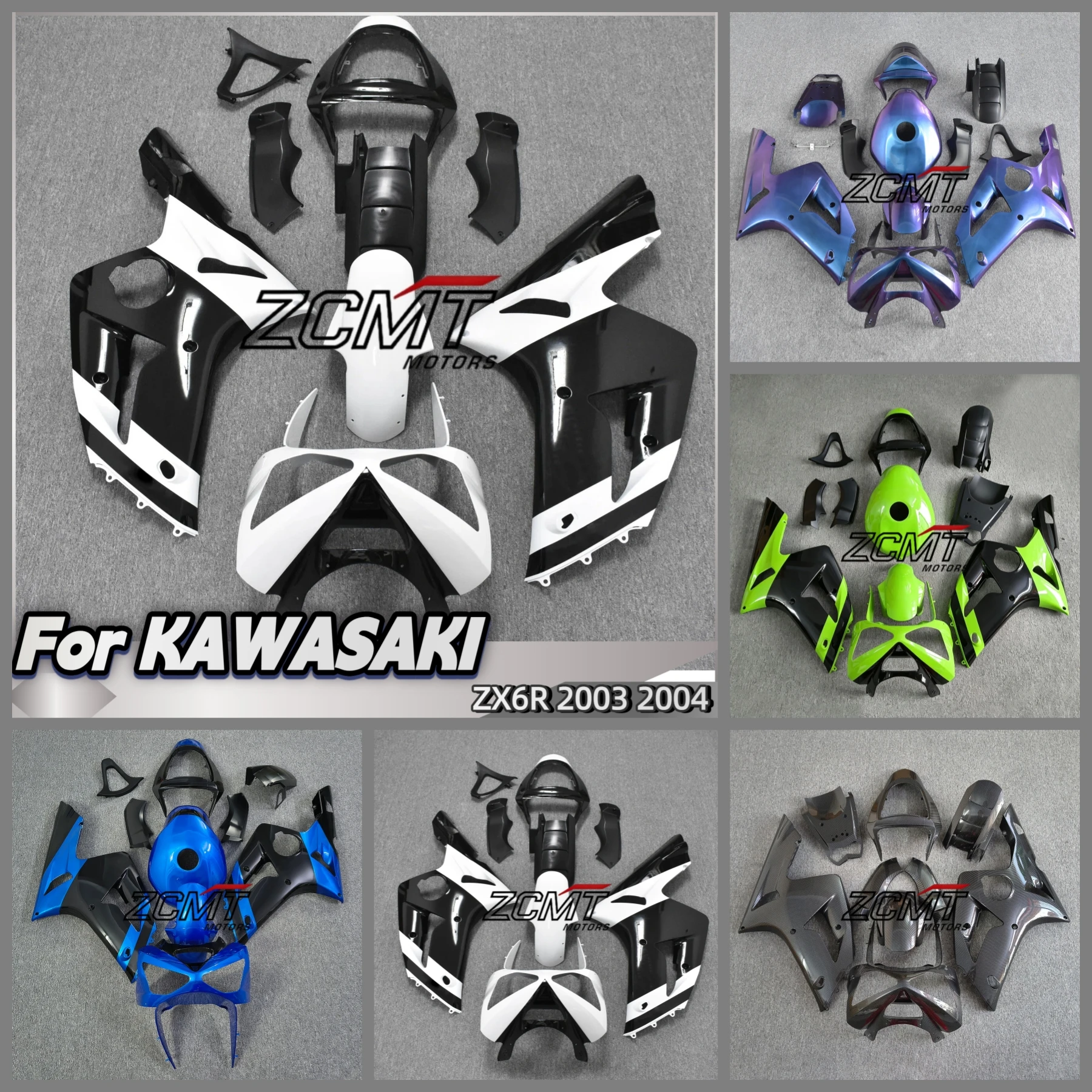 Motorcycle Molding Fairing for Kawasaki ZX6R 636 2003 2004 New Green Gloss Fairings Kit for ZX 6R 03 04 Bodyframe Protective