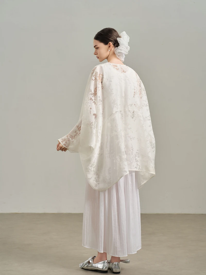 니닐리우 화이트 자수 오버사이즈 오픈 가디건 여행용 자외선 차단 시스루 뉴 차이니즈 슬레 쿨링 아우터웨어