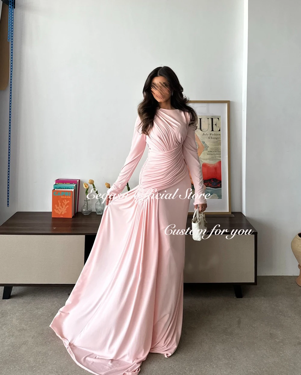 럭셔리 긴 소매 프롬 드레스 머메이드 저지 정장 이브닝 드레스 여성 파티 웨딩 맞춤형 드레스