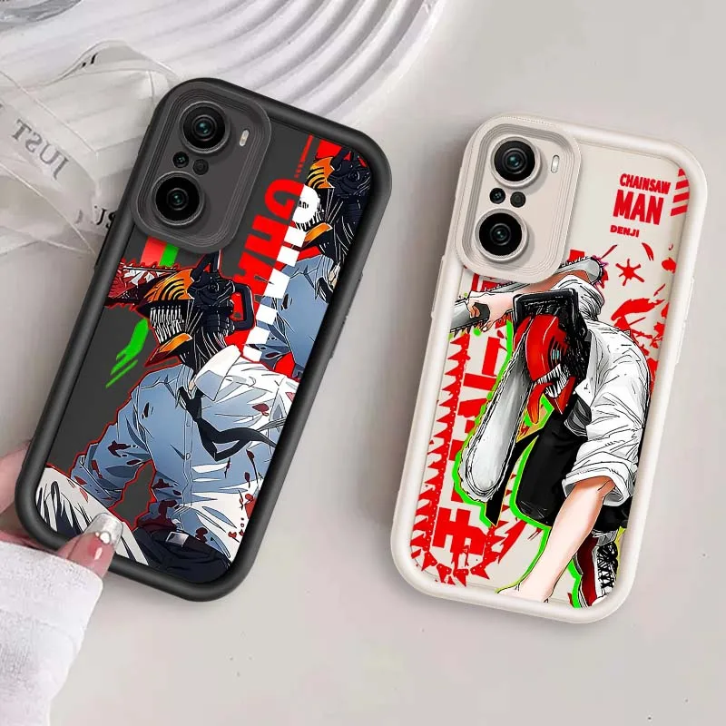 

C-Chainsaw Man Anime Phone Case For Xiaomi Mi Poco X3 X4 X5 X6 M4 M5 M5s M6 F4 F5 F6 Pro GT Plus 5G Eye Ladder Cover