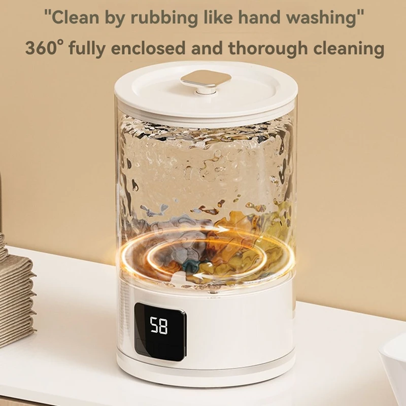 Underwear Washer,Portable Mini Washing Machine for Bra, Underwear, Socks,Cordless Underwear Washer with Led Display Black-A23R