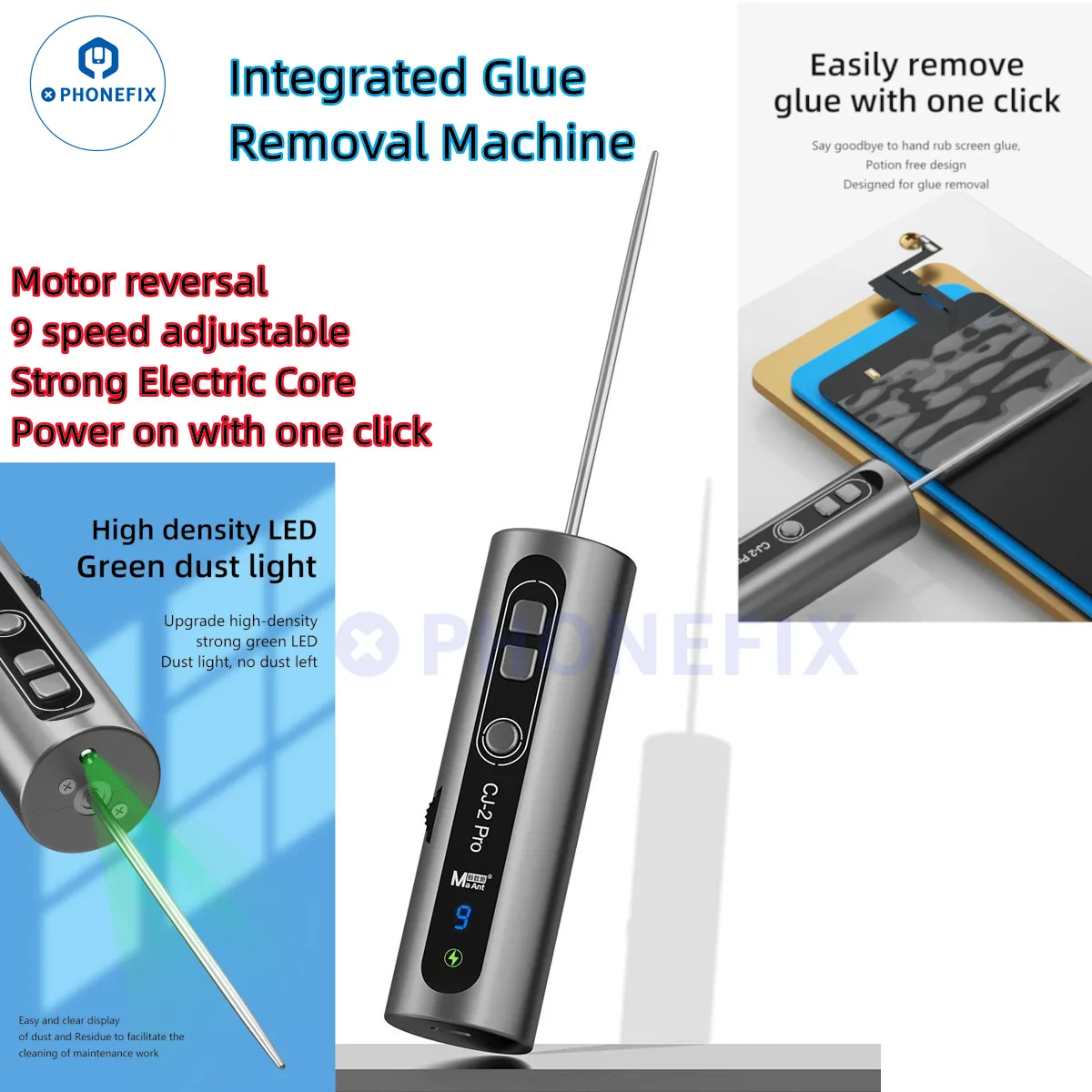 

Intelligent 9-Gear Glue Remover for Mobile Phone Tablet Repair Screen Removes Curved Adhesive Hard Adhesive OCA Adhesive Tools