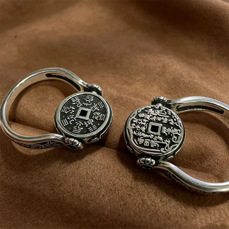 Ethnic Style Qiankun Eight Diagrams Ring Female Finger Accessories Blessing Shan-Gui Exorcism Amulet Coin Ring Women Jewelry