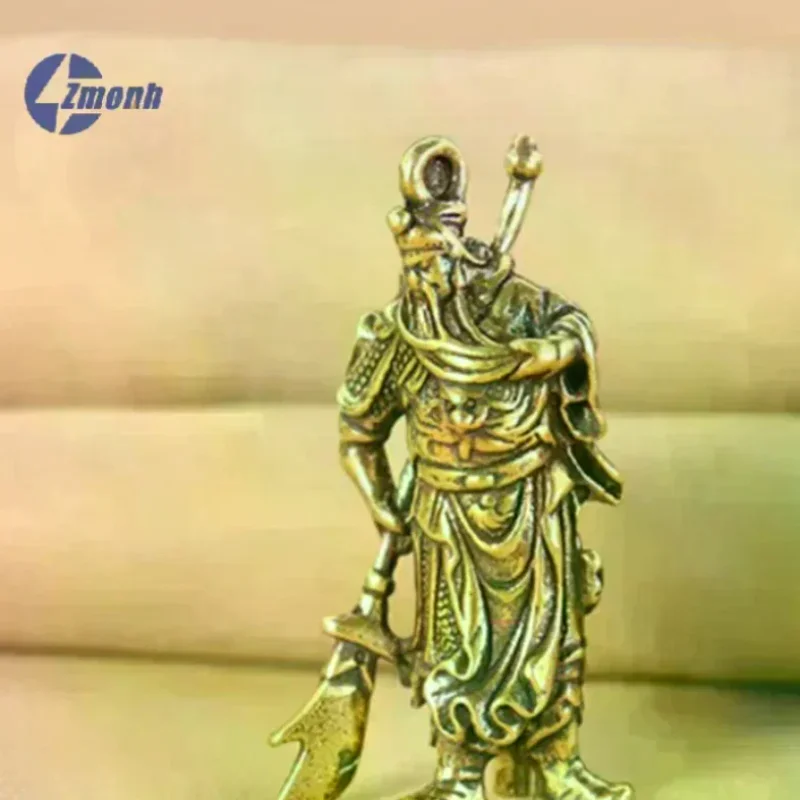 Solid Pure Copper Guan Gong Knife Sword Car Keychain Pendants Luggage Bag Hanging Jewelry Accessories Brass Key Chain Ring Gifts view 2