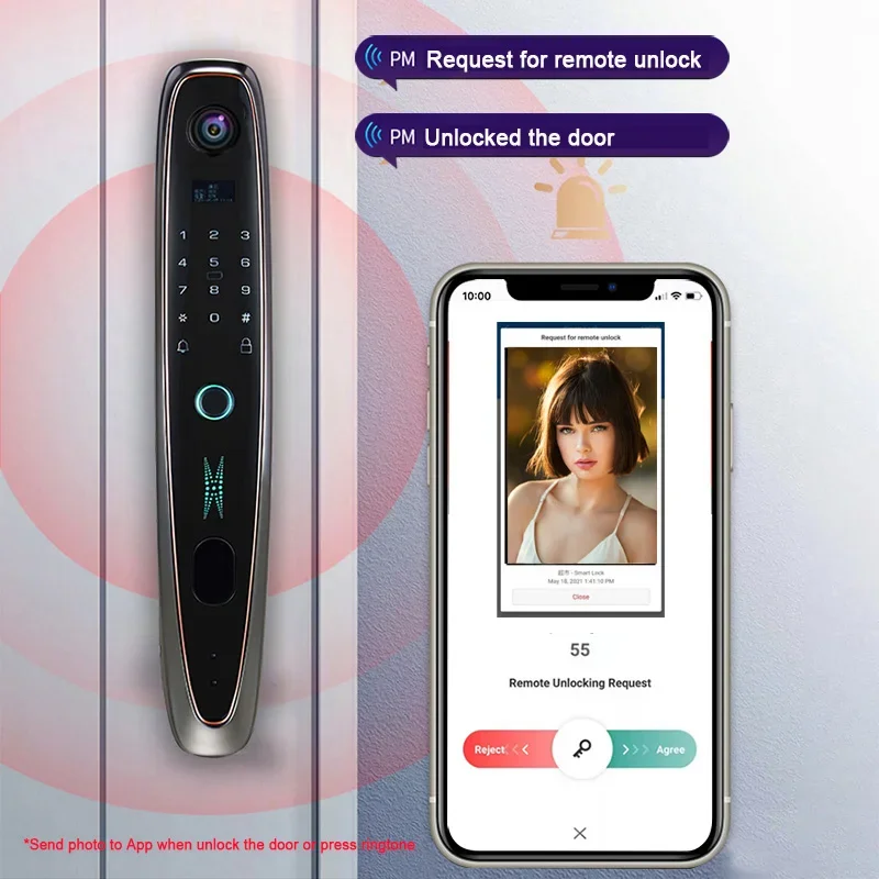 Tuya Smart Door Lock Fingerprint Face Recognition Unlock With Russia Portuguese Spanish Arabic English Voice Play