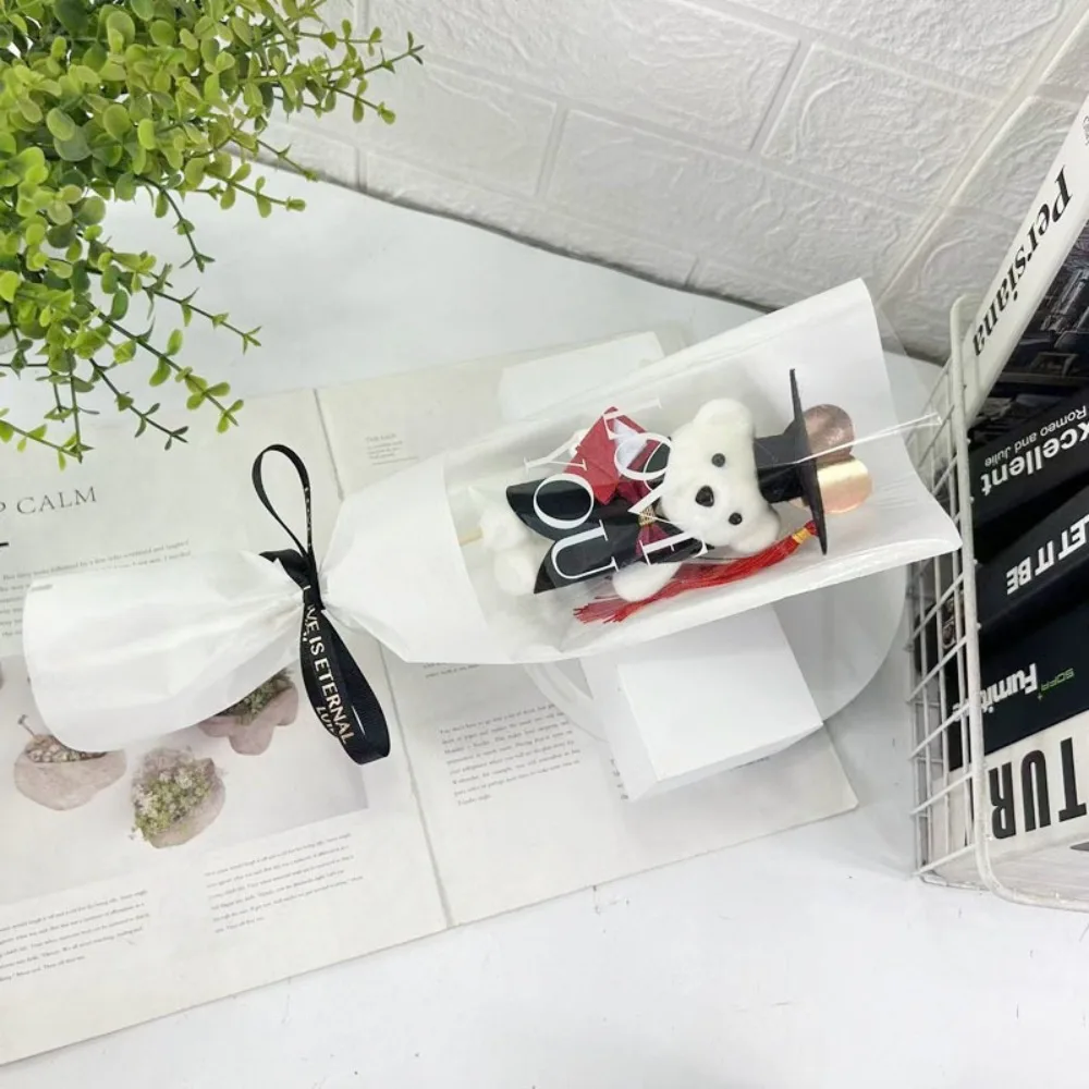 ช่อดอกไม้หมีมาสเตอร์แบร์ 36 ซม. ช่อดอกทานตะวันรูปสัตว์ ของตกแต่งช่อดอกไม้ ตุ๊กตาหมีขนนุ่ม ของขวัญวันเกิด