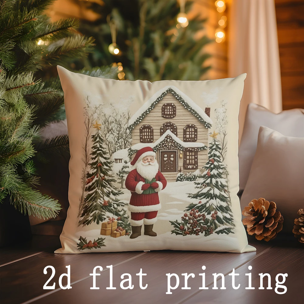 Home Decor Christmas-themed Cushion Covers Set Suitable For Sofa Bedroom Car Pillow Cover Cushion Rectangular Back Cushion