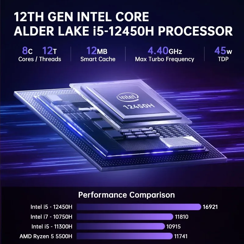 كمبيوتر محمول IPS Business، 8 Core Intel i5-12450H (Beat i7-10750H)، 16 جيجابايت رام 1 تيرابايت PCIe SSD، كمبيوتر محمول مزود بإضاءة خلفية #2