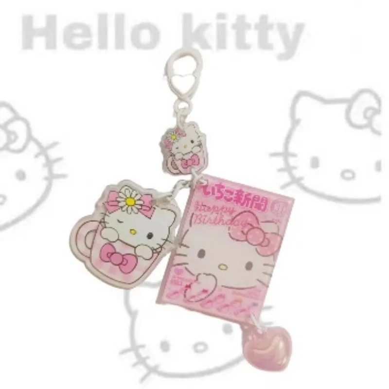 Sanrio Hello Kitty พวงกุญแจอะนิเมะ Action Figures Cinnamoroll น่ารักของเล่นรถกระเป๋านักเรียนตกแต่งชุดเด็กของขวัญวันเกิด