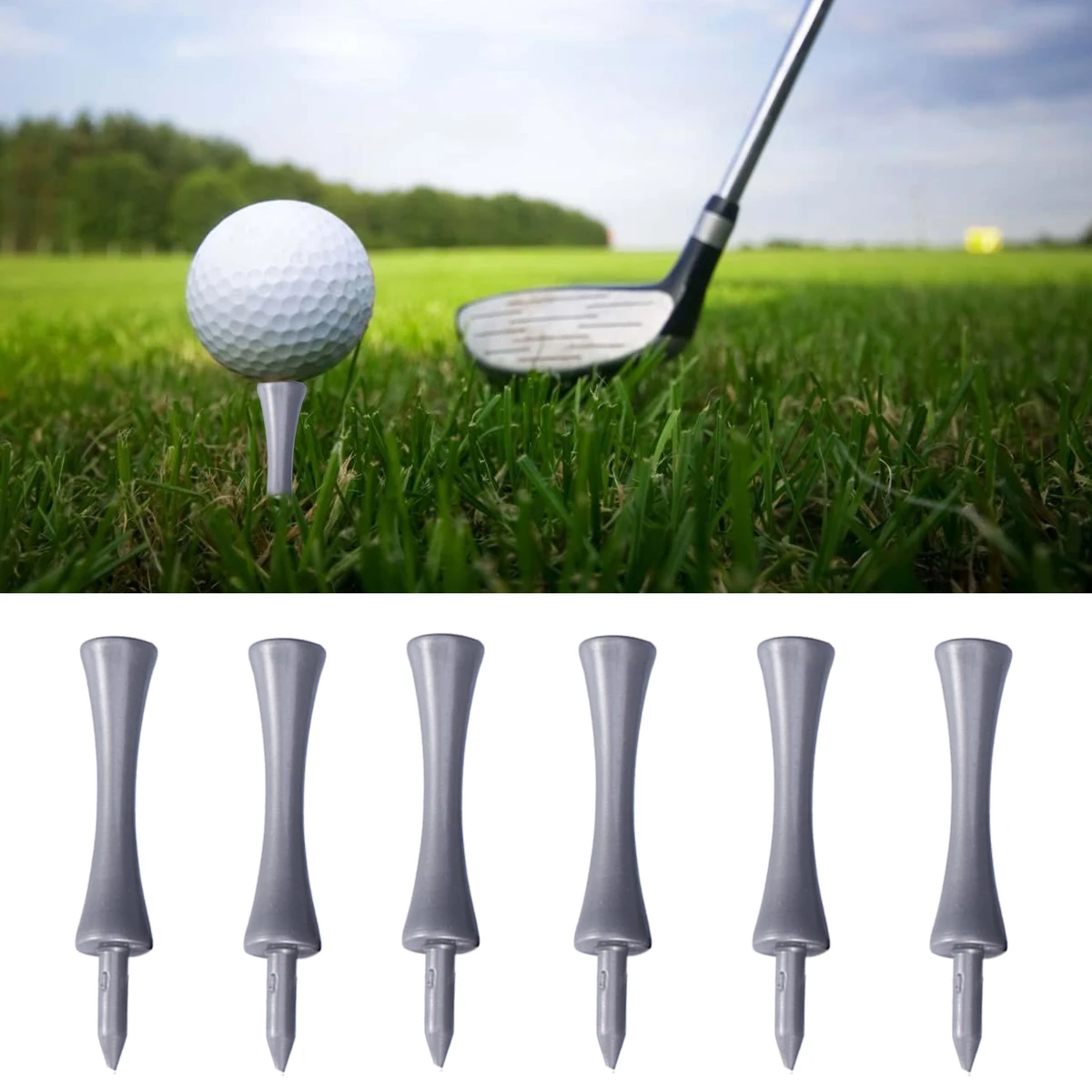 

50Pcs 70Mm Golf Tees Grey Castle Style Solid Plastic Driving Range Tool Reusable Game Accessory