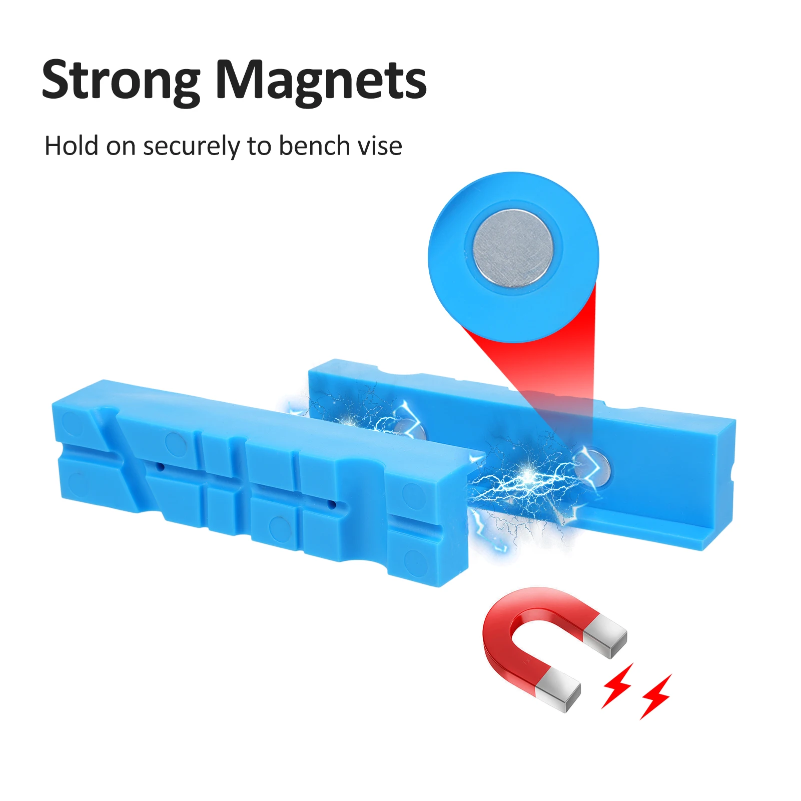 2Pcs Magnetic Protection Strip for Vise Jaws Anti-Skid Pads for Vise Jaws Soft Jaws Bench Vise Strongly Magnetic Vise Jaw Pads