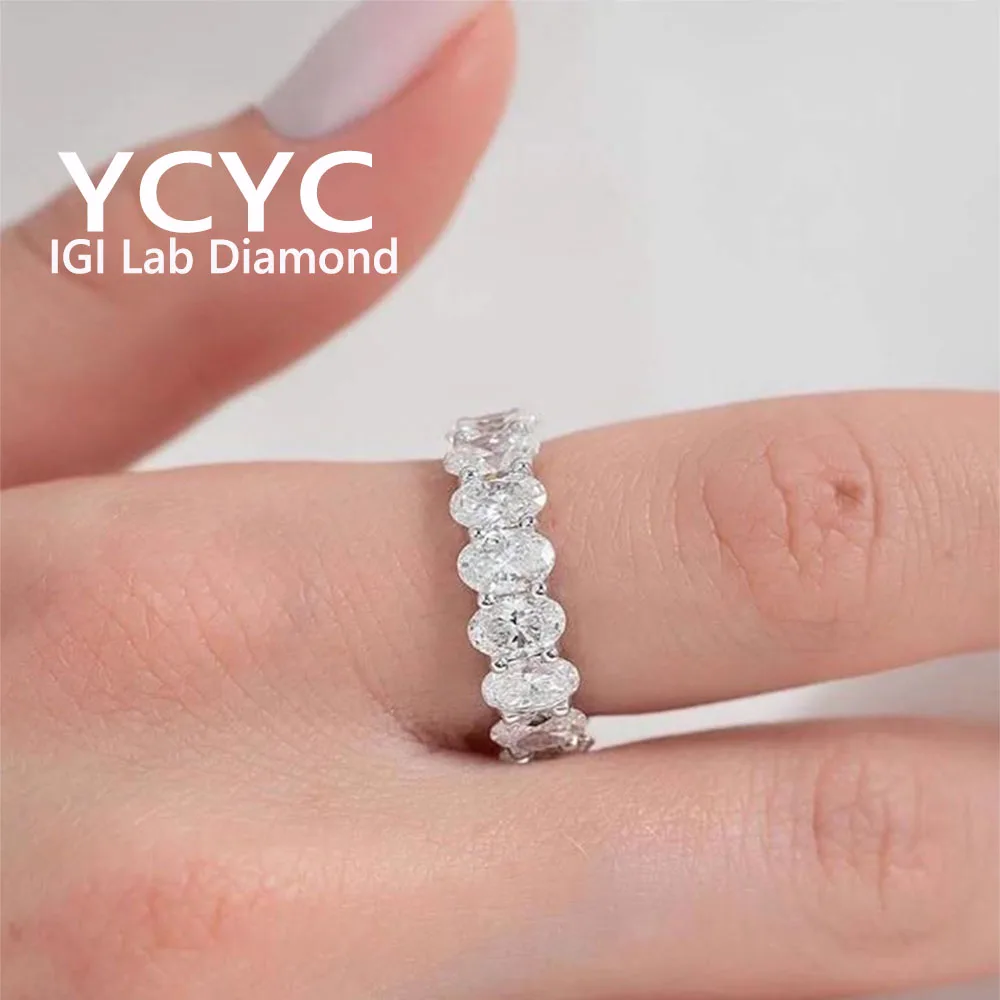 

LUXURY Eternity band Ring ﻿Lab Grown Diamond Ring Pt950 Gold Oval Cut Diamond CVD HPHT DEF VS each 0.2ct -0.5ct