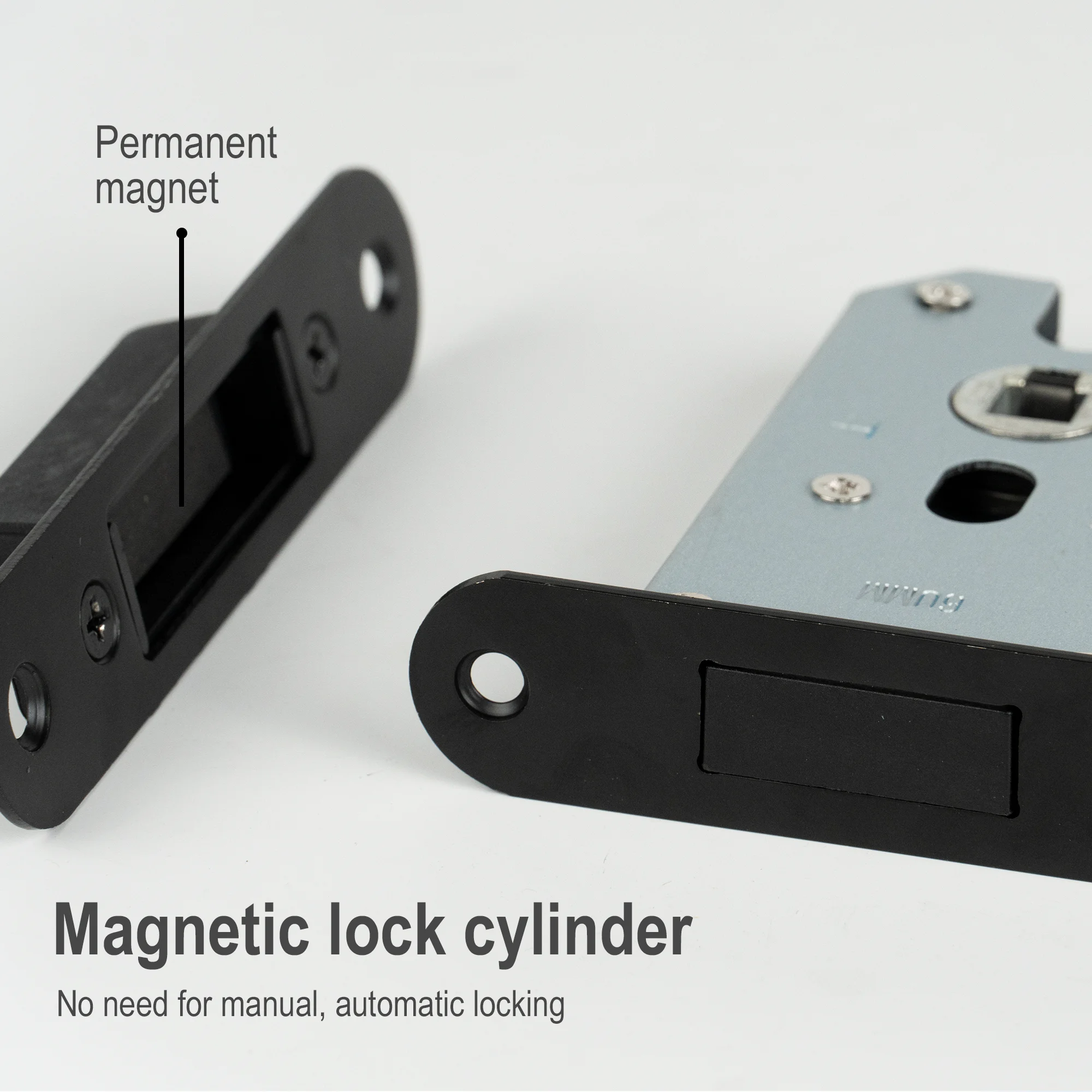 VERQNI MANIGLIE & ACCESSORI JL-02  Matte Black Mute Rectangle Modern Aluminium Door Handle Magnetic suction Lock