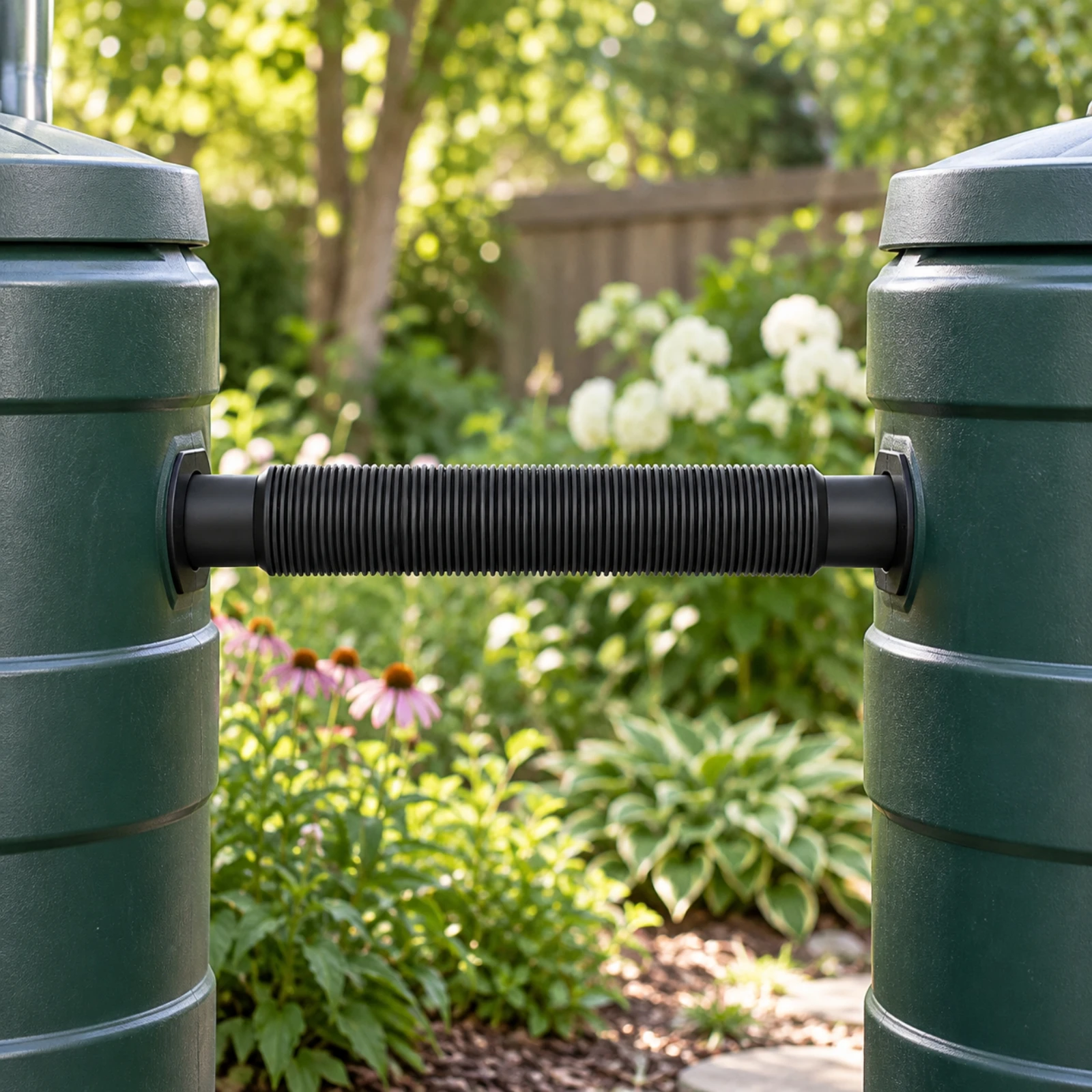 2 Pieces Rain Barrel Connector Hose Flexible Corrugated Rain Barrel Link Hose Expandable Easy Installation for Homeowners