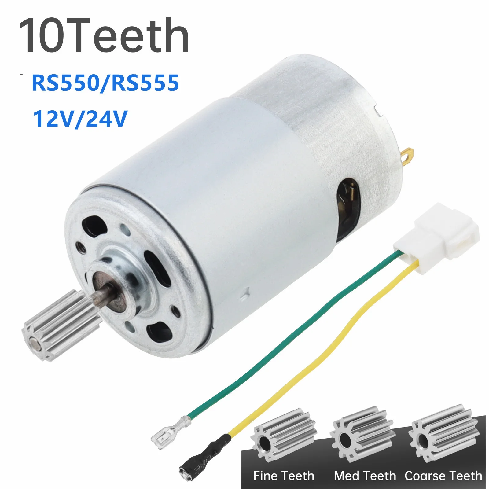 10 Teeth RS550 DC Motor 12V/24V 12000/18000/4000rpm High Speed Electric Motor Kids Ride On Car SUV Parts for Remote Control Car