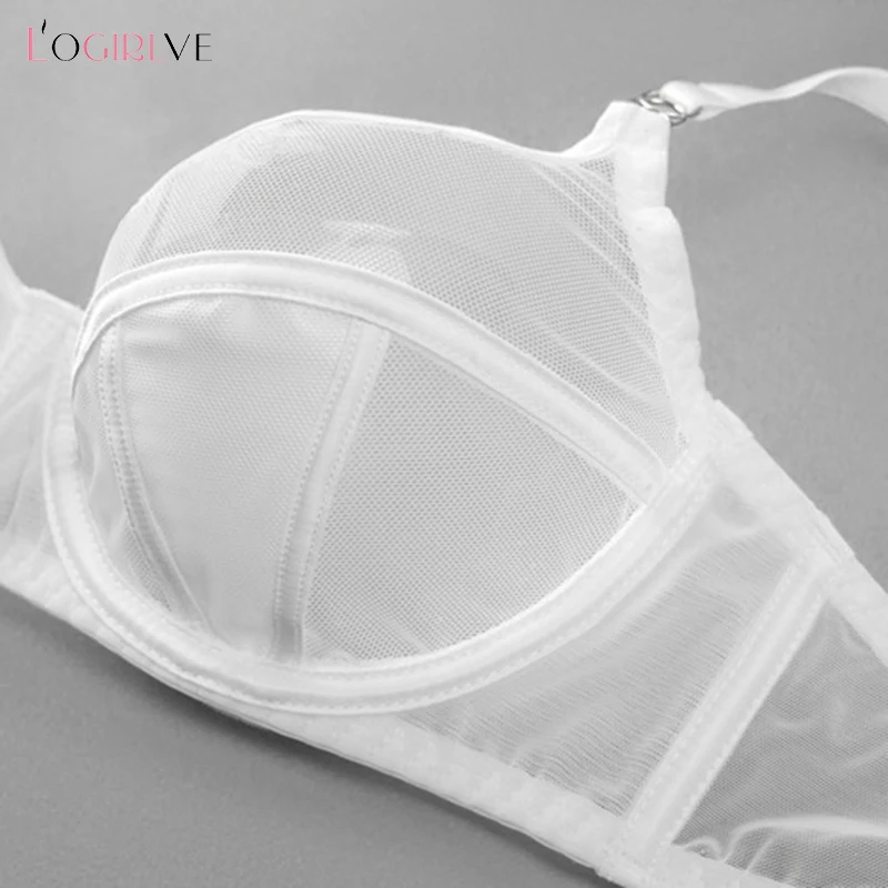 Logirlve High Quality Lingerie Set Women Plus Size Brassiere Thin Through Bra And Panties Sets Sexy Transparent Underwear Set