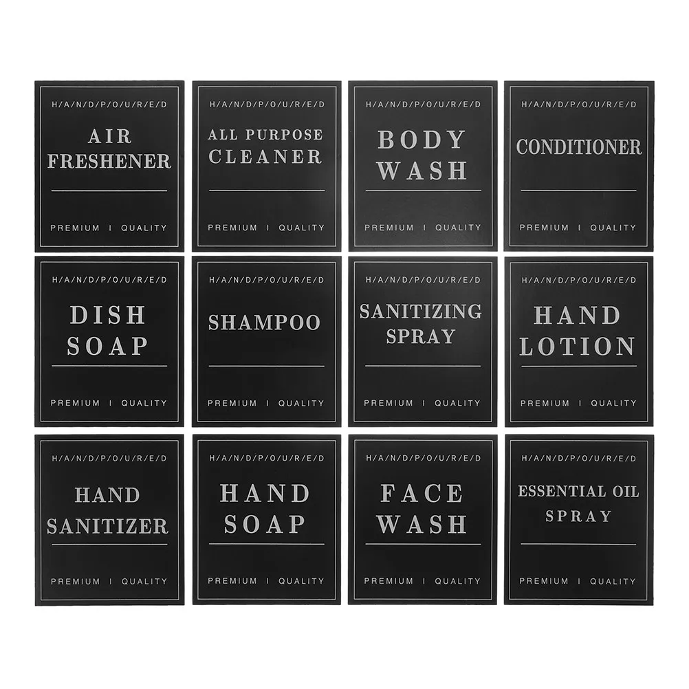 24Pcs Waterproof Labels for Bottles Bathroom Essentials Organizer Stickers for Hand Soap Shampoo Conditioner Body Wash Shower