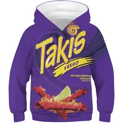 2024 Winter Children 3D Hoodies Boys Girls Aunt Jemima Takis Funny Food Printing Hooded Sweatshirts Kids Fashion Pullover Tops