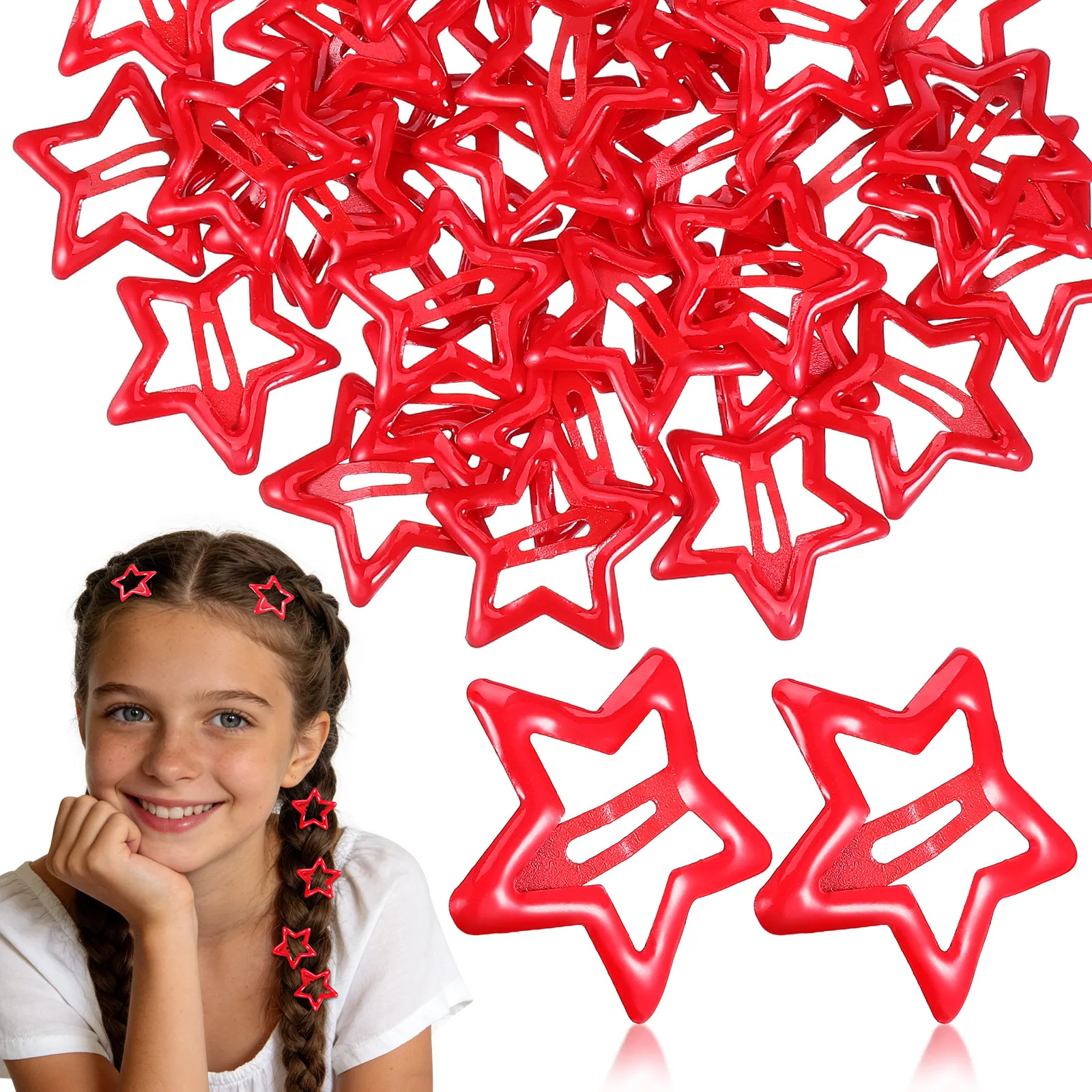 

40Pcs Star Hair Clips Comfortable Smooth Metal Snap Clips for Women Hair Styling Bangs Ponytail Decorative Accessories