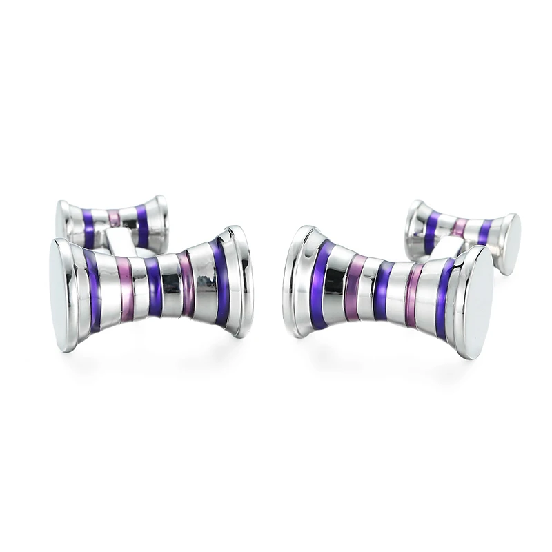 High quality men's French shirt cufflinks Purple dumbbell design cuffs buttons wedding suits accessories jewelry gifts