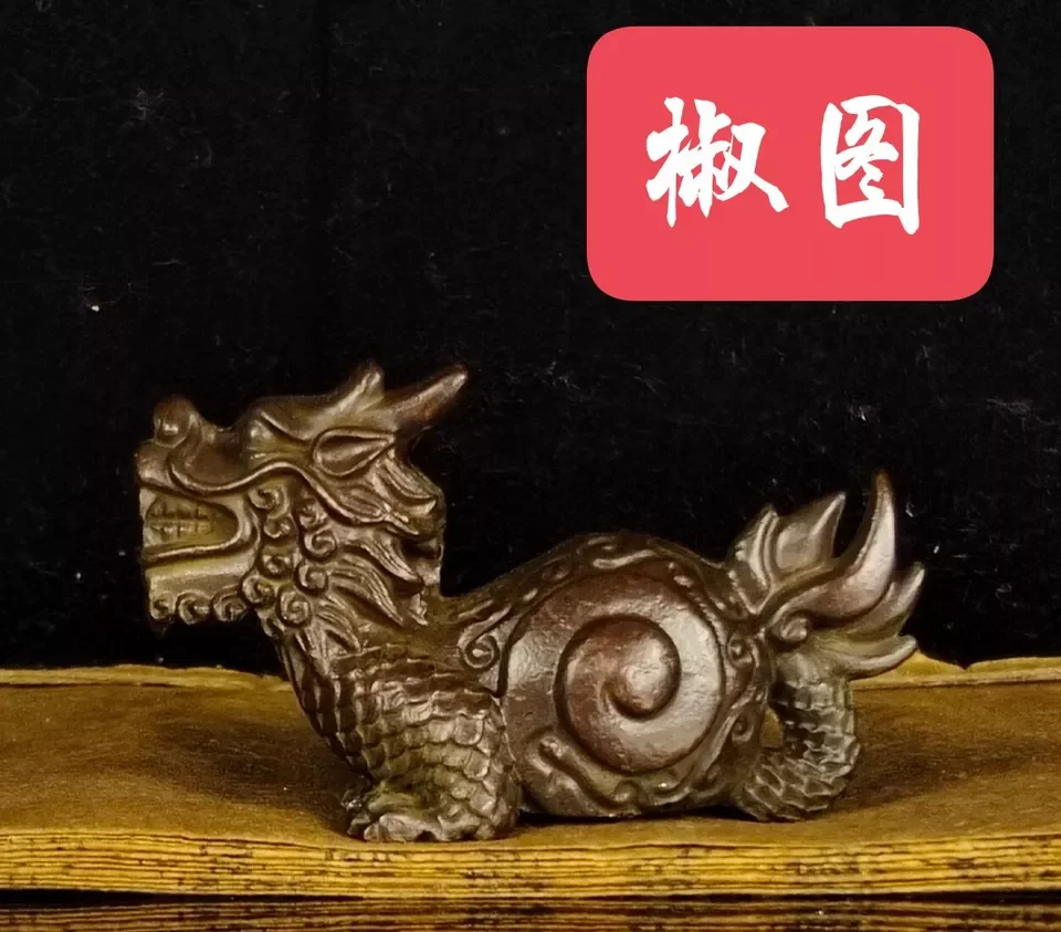 Rare collectable dragon son figure statue table home decor bronze tea pet gift