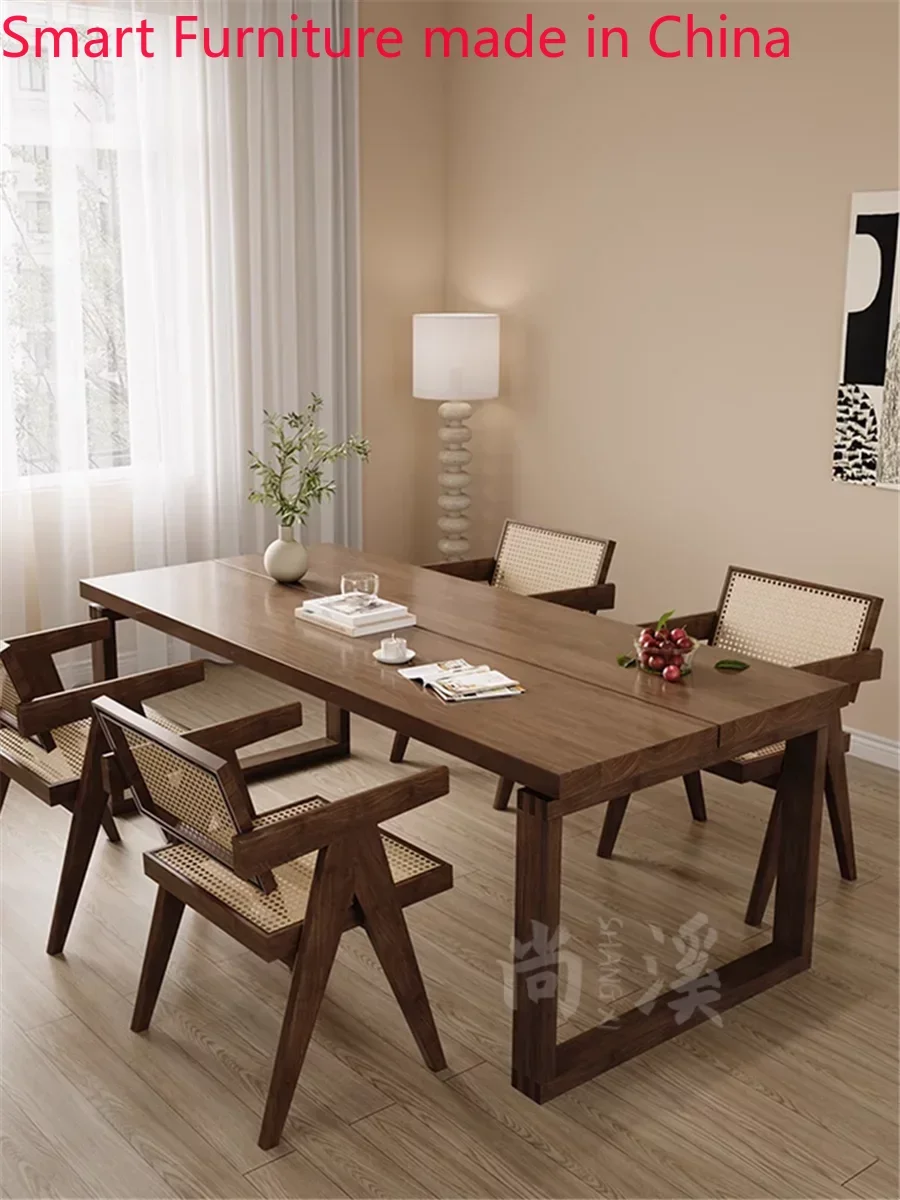 

customized Nordic solid wood dining table and chair combination, rectangular living room, dining table, long table, large desk,