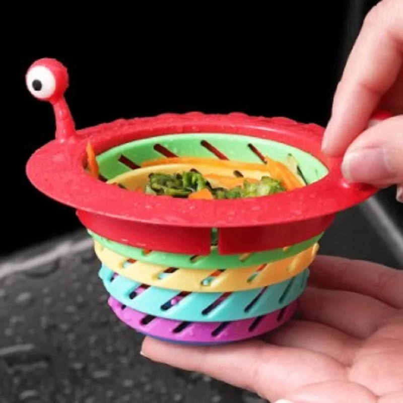 Little Monster Retractable Mesh Kitchen Sink Filter, Anti-Clogging, Floor Drain, Colorful Bathroom, Food Catchers