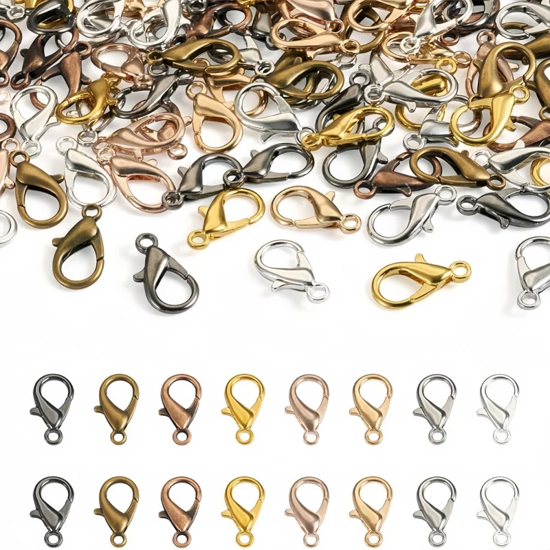 50Pcs/Lot Metal Plated Lobster Clasp Hooks Colorful Alloy Connectors for DIY Bracelet Necklace Ornament Making Chain Accessories