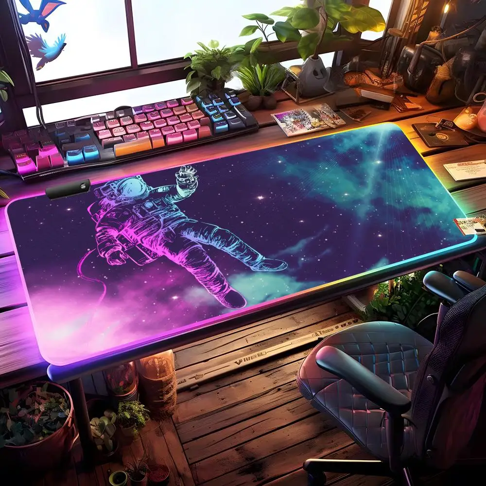 

Astronaut Mouse Pad RGB Gaming Mouse Pad Desk Mat HD Gamer Large LED Light XXL MousePads