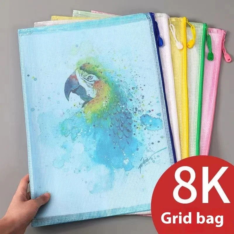 Borse per documenti con cerniera in rete di plastica A3 Cartelle per documenti impermeabili resistenti allo strappo Documenti con cerniera Custodia per documenti Organizzatore di documenti