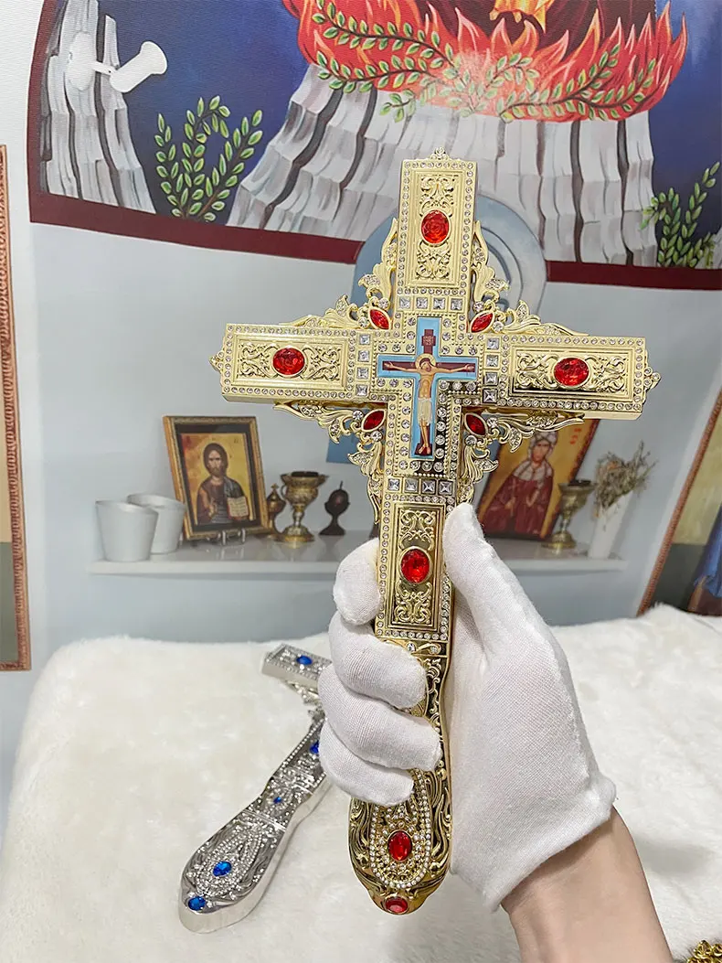 HTISOK Orthodoxes Kreuz Christliches Handgehaltenes Gebetskreuz Kirchenbedarf für religiöse Rituale крест православный – Detail 1