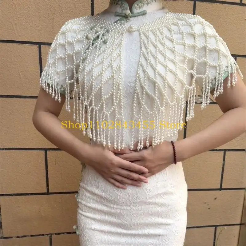 49MC Flapper Pearls Chain Ombro Drape Vestido noite Companion Luxurious Body Chain