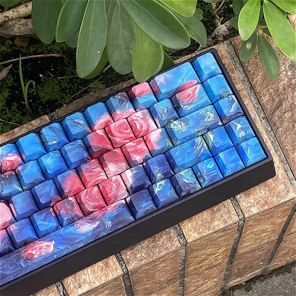 مجموعة مفاتيح الكرز 130 مفتاح Venshaw Rose Keycap مجموعة PBT لمجموعة لوحة المفاتيح الميكانيكية Mx Cherry Gateron Switch #3