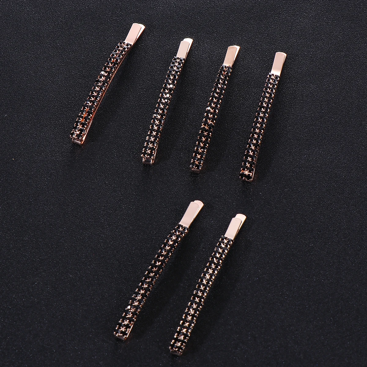

6 pcs Rhinestone Clips Metal Hair Barrettes Shiny Elegant Hair Accessories For Women Girls Party Wedding Gifts Black