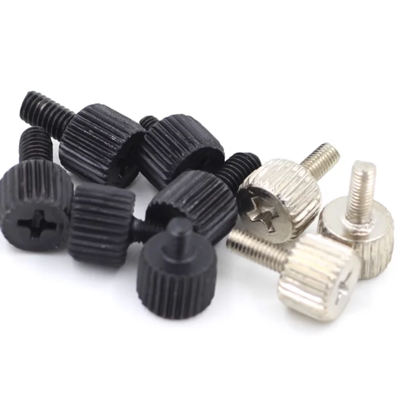 50pcs/lot M3*L(4-10) M4*L(6-16) plated white nickle black carbon steel phillips flat head thumb screw for  thumbscrew799