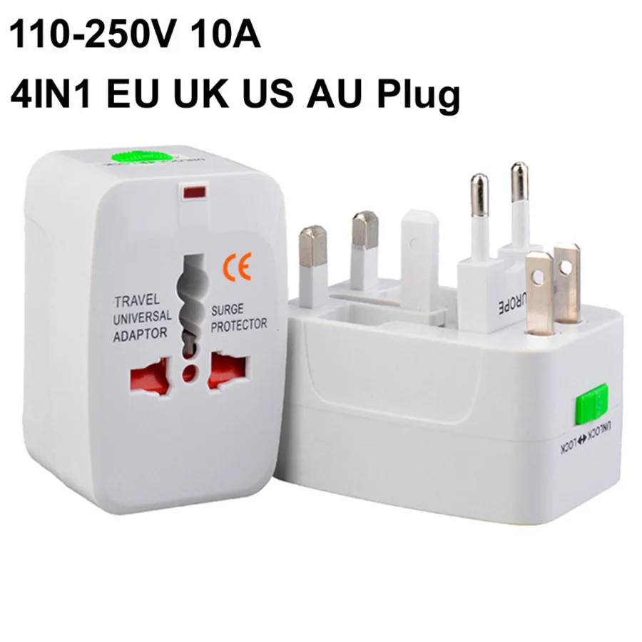 All in 1 AU US UK EU Converter All in One International Plug Adapter 2 USB Ports World Travel AC Power Charger Adapter