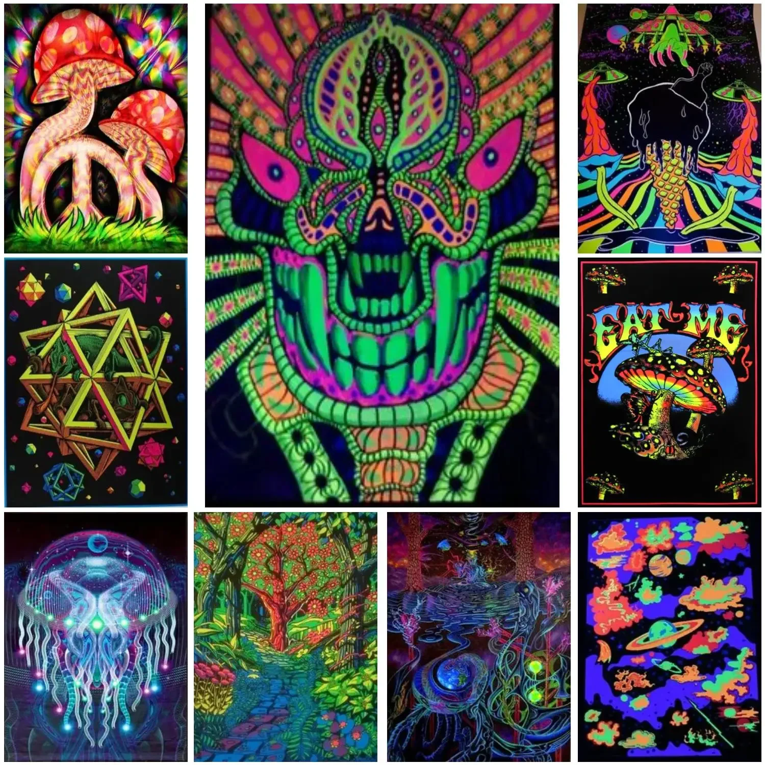 

trippy blacklight Poster Prints Wall Art Canvas Painting Poster For Modern Family Living Room Home Decor