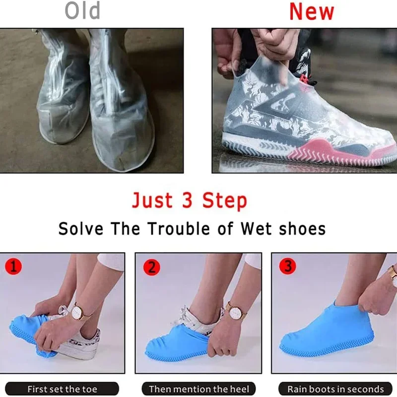 Waterproof Silicone Shoes Rubber Rain Boot Covers Reusable Non-Slip Rain Shoe Covers Rainy Day Shoe Covers Protector Boot