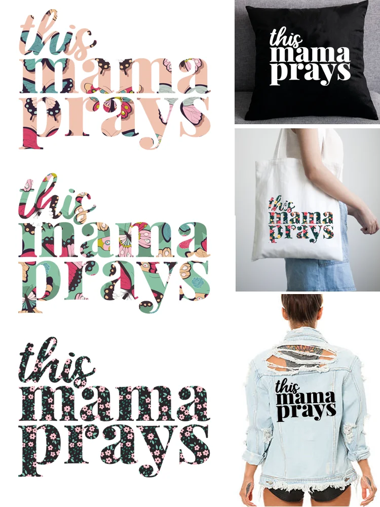 THIS MAMA PRAYS patches thermocollant Iron-on transfers for clothing vinyl stickers stripes on clothes