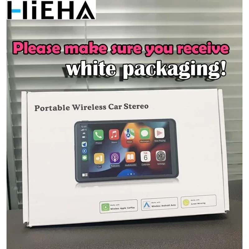 【Hieha】Portable Carplay Screen for Car, 7 Inch IPS Touchscreen Car Stereo Support Wireless Carplay