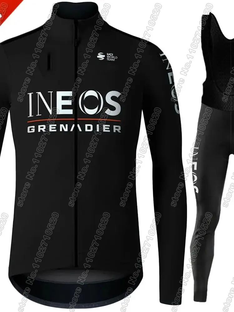 AliExpress Ineos Grenadier Team 2025 Cycling Jersey Set France Tour Long Sleeve Cycling Black Clothing Road Race Bike Jacket Suit MTB Pants