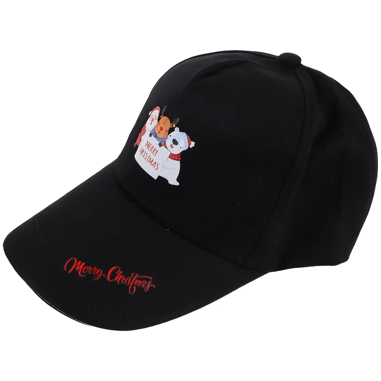 Black Christmas Baseball Cap Adjustable Santa Design Unisex Casual Sports Hat for Adults Cycling Gift