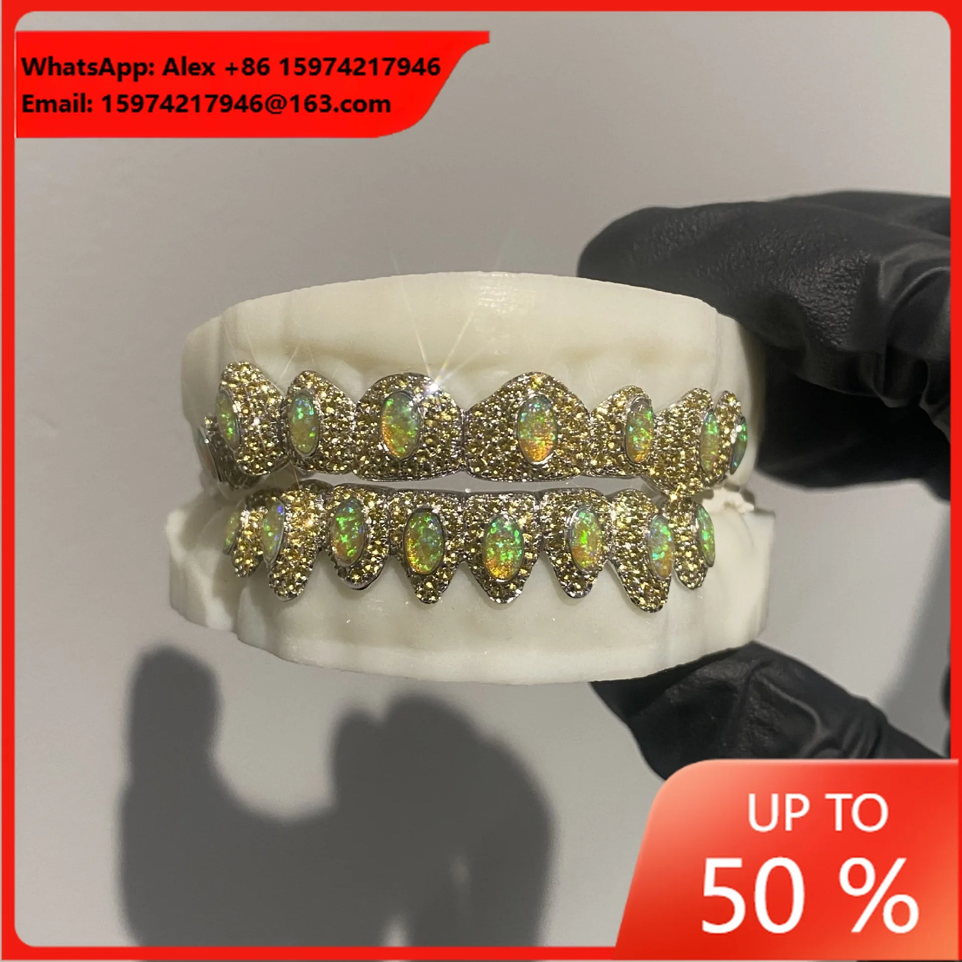 Opal Yellow Corundum Grill Top 8 Bottom 8 European And American Cross-border Hot-selling Grillz