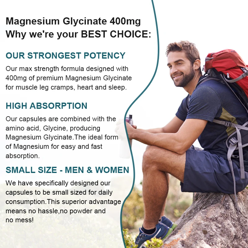 Magnesium Glycinate Capsules 400mg High Absorption Bone Support Health Care Mineral Supplement Promotes Muscle Gel 120 Capsules